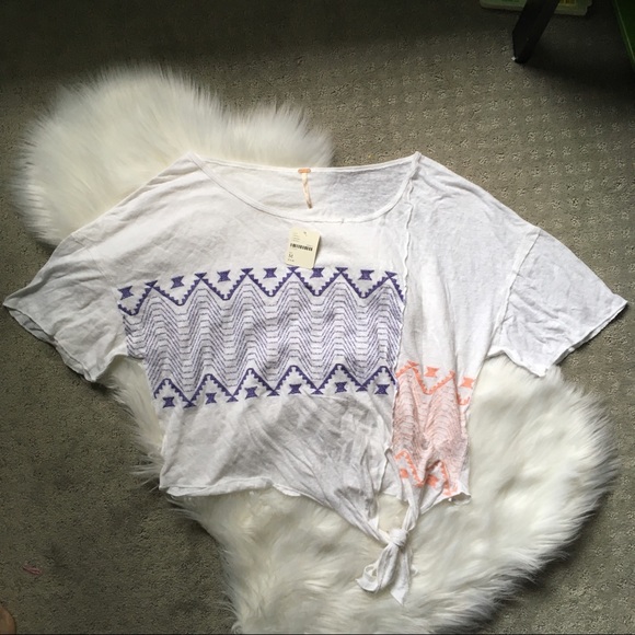Free People Tops - Free People ~ embroidered top with front tie